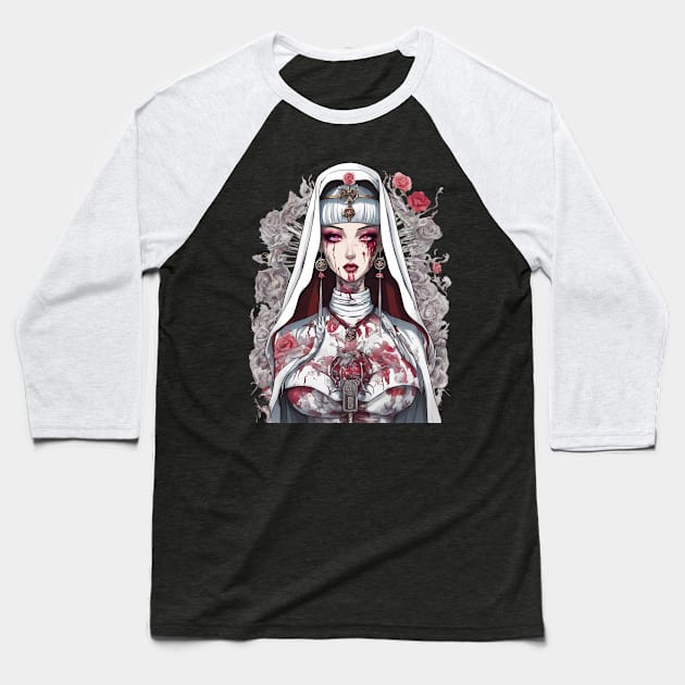 Antichrist Nun Baseball T-Shirt by animegirlnft